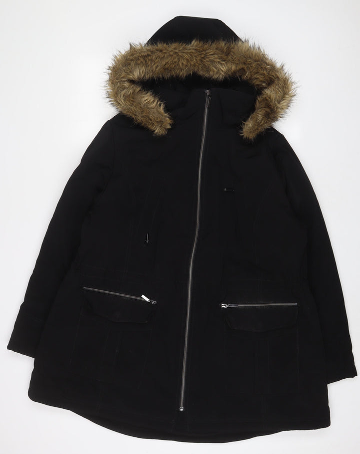CRAFT & BORROW Womens Black Parka Coat Size XL Zip