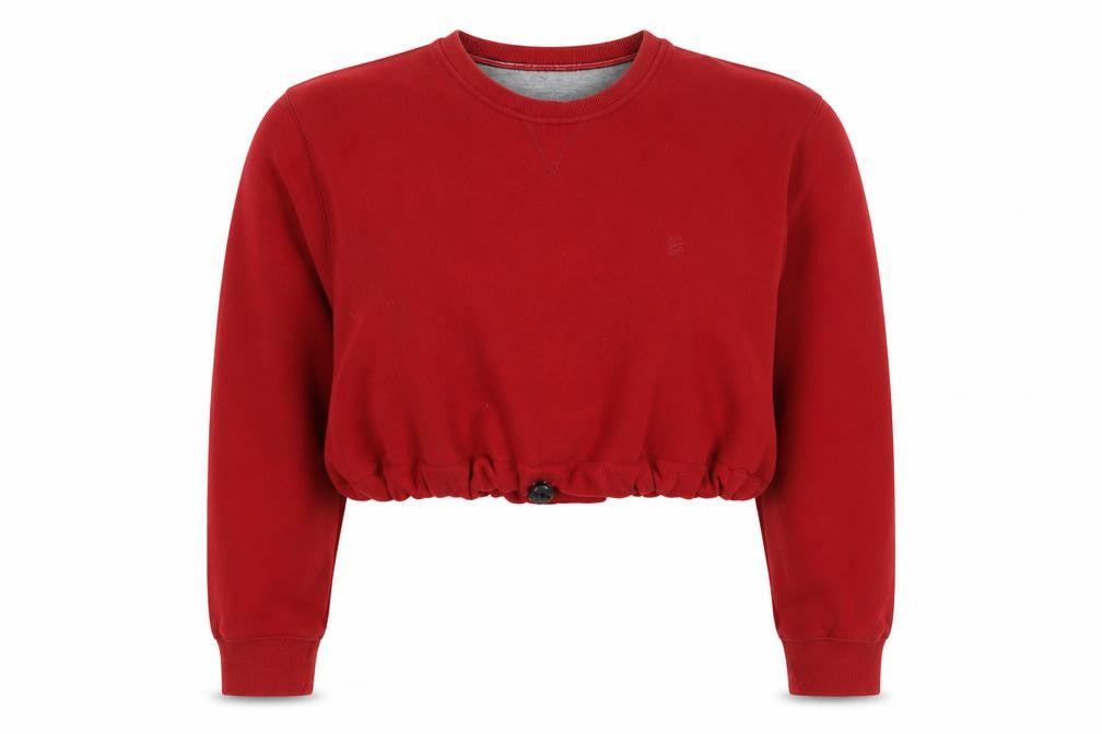 Front view of IZOD women’s red cotton pullover sweatshirt, size XL, pullover - cropped