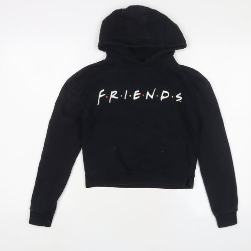 FRIENDS Girls Black Cotton Pullover Hoodie Size 11-12 Years Pullover