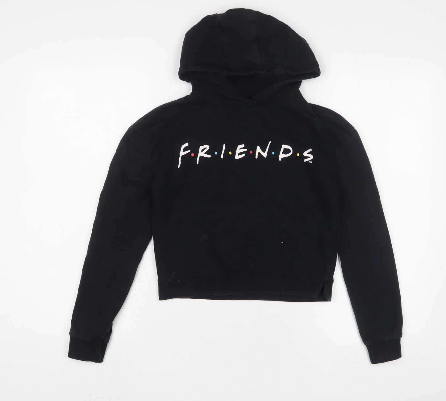 FRIENDS Girls Black Cotton Pullover Hoodie Size 11-12 Years Pullover