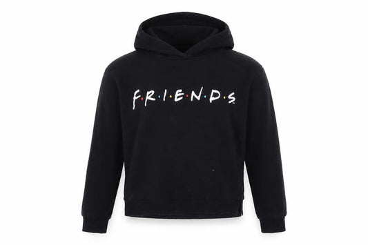 FRIENDS Girls Black Cotton Pullover Hoodie Size 11-12 Years Pullover