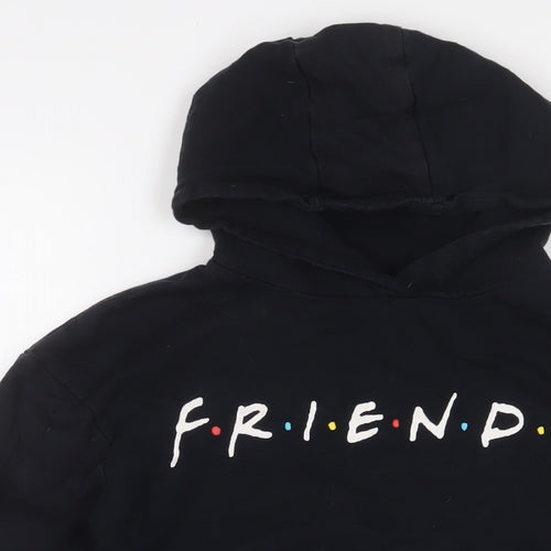 FRIENDS Girls Black Cotton Pullover Hoodie Size 11-12 Years Pullover