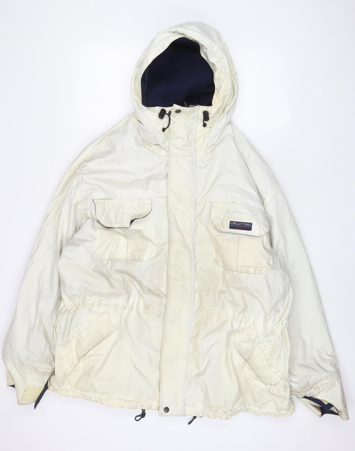 Ciro Citterio Mens White Quilted Coat Size L Zip