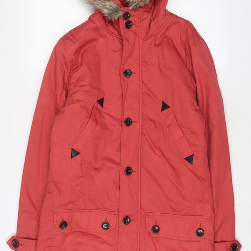 Cotton Traders Womens Pink Parka Coat Size XS Zip