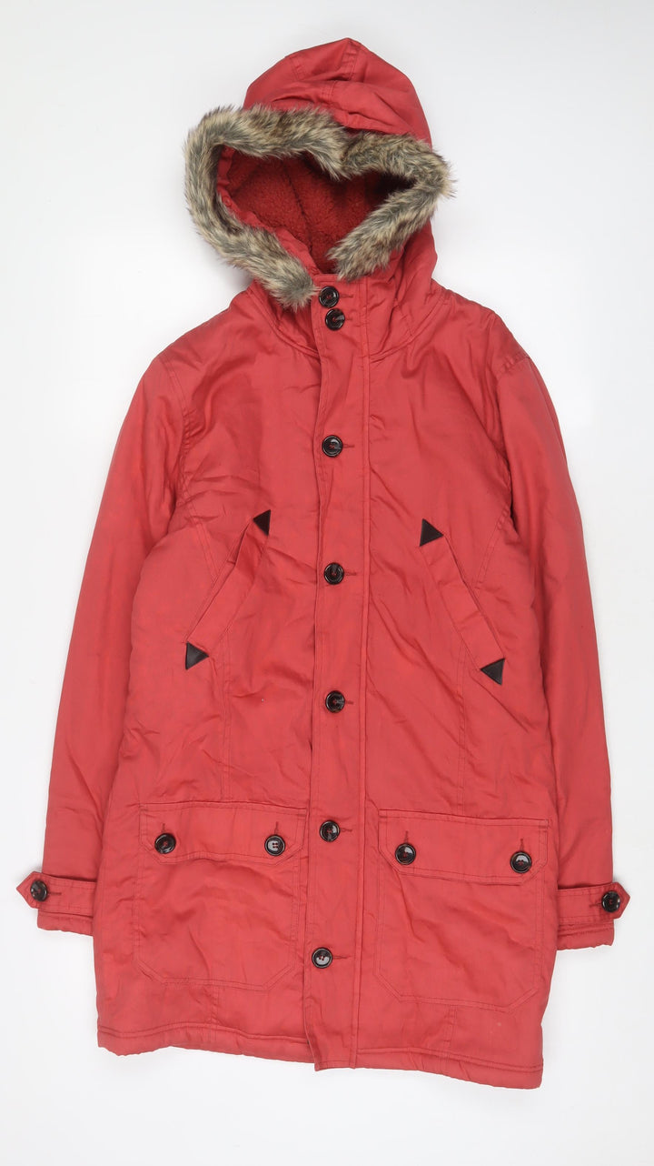 Cotton Traders Womens Pink Parka Coat Size XS Zip