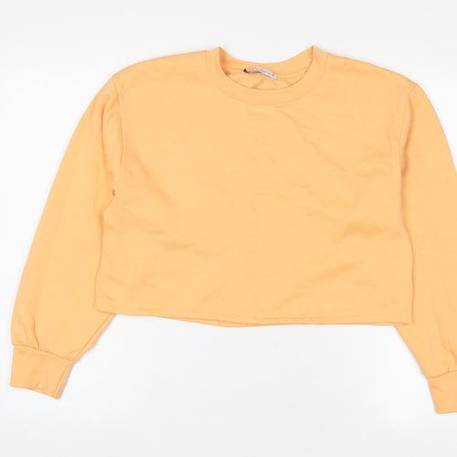 Zara Womens Orange Cotton Pullover Sweatshirt Size M Pullover