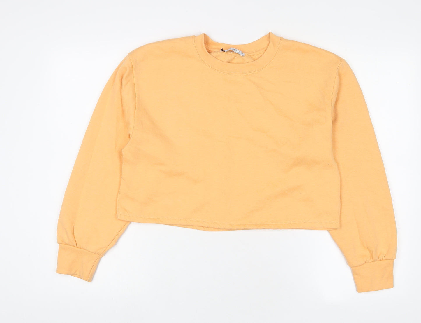 Zara Womens Orange Cotton Pullover Sweatshirt Size M Pullover