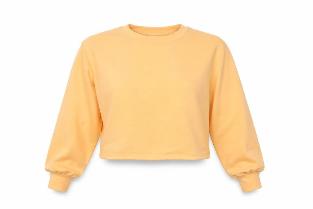 Front view of Zara women’s orange cotton pullover sweatshirt, size M, pullover