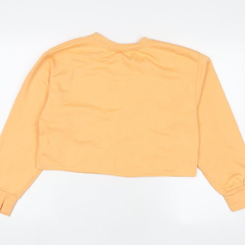 Zara Womens Orange Cotton Pullover Sweatshirt Size M Pullover