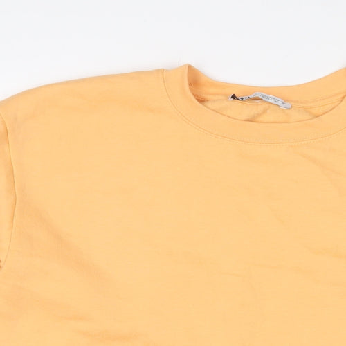 Zara Womens Orange Cotton Pullover Sweatshirt Size M Pullover