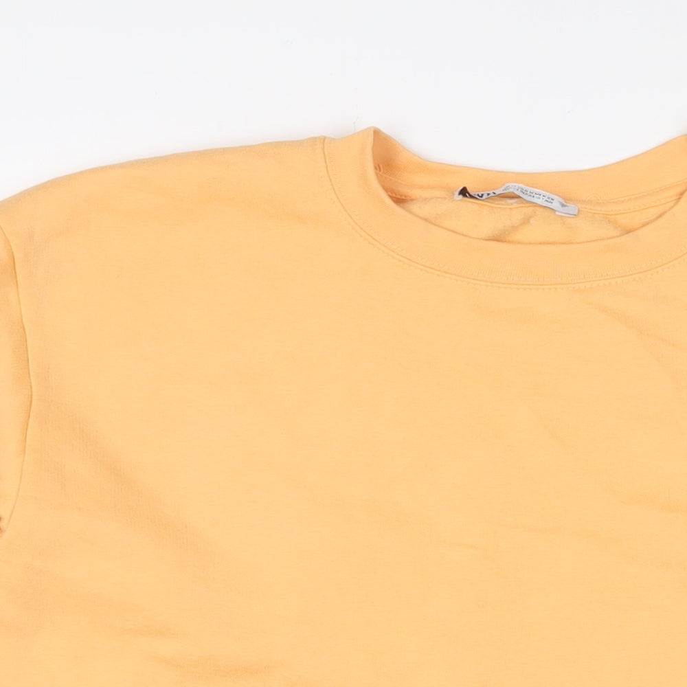 Zara Womens Orange Cotton Pullover Sweatshirt Size M Pullover