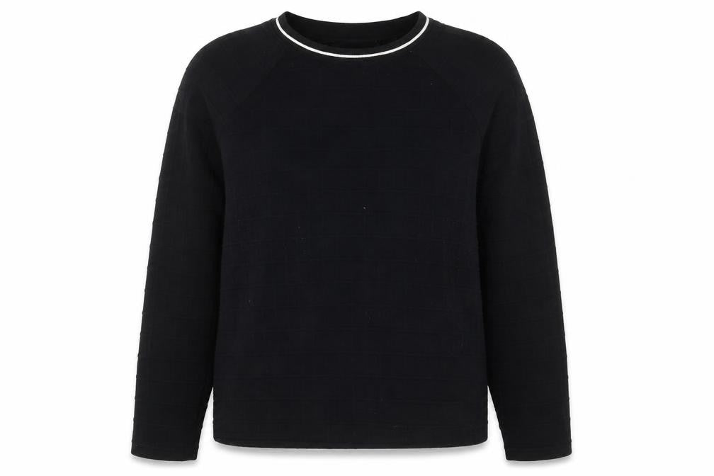 Front view of Marks & Spencer women’s black polyester pullover sweatshirt, size UK 12, pullover - embroidered