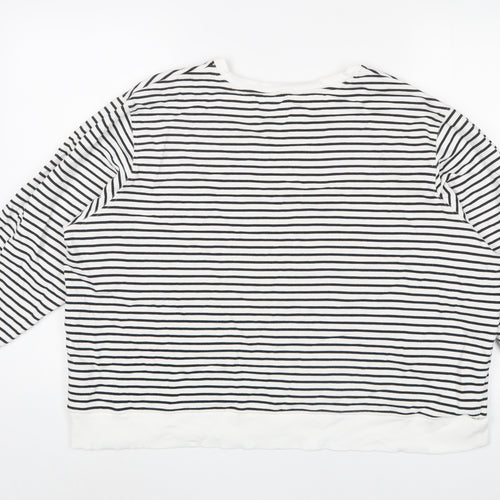 Marks and Spencer Womens White Striped Cotton Pullover Sweatshirt Size XL Pullover