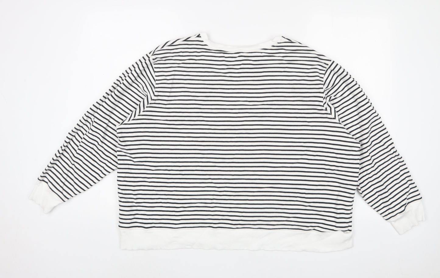 Marks and Spencer Womens White Striped Cotton Pullover Sweatshirt Size XL Pullover