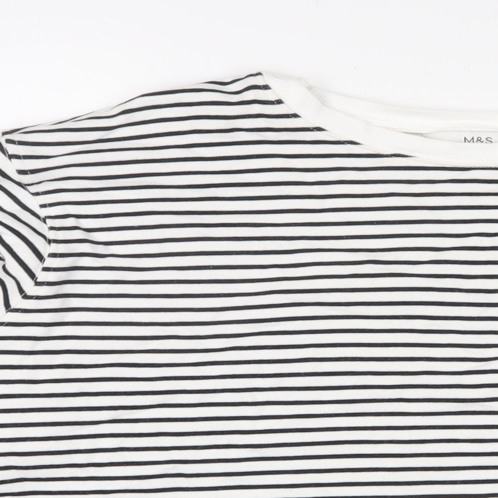 Marks and Spencer Womens White Striped Cotton Pullover Sweatshirt Size XL Pullover