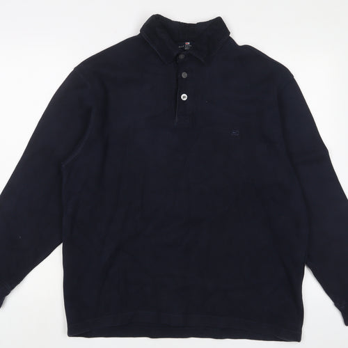 Blue Harbour Mens Blue Cotton Polo Size M Collared Button