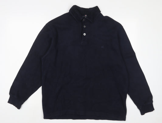 Blue Harbour Mens Blue Cotton Polo Size M Collared Button