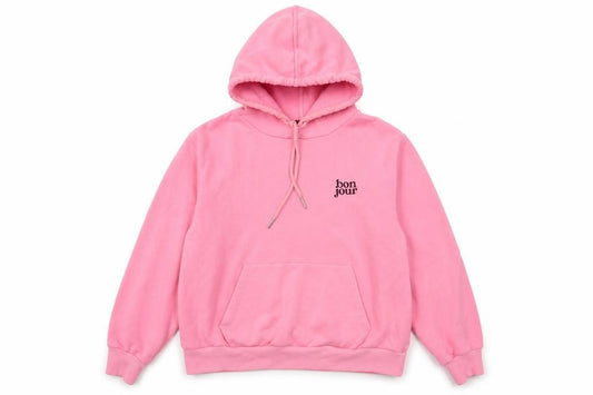 Front view of Marks & Spencer women’s pink cotton pullover hoodie, size UK 10, pullover - bonjour