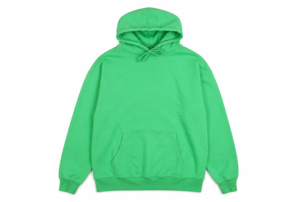 Front view of New Look women’s green cotton pullover hoodie, size S, pullover