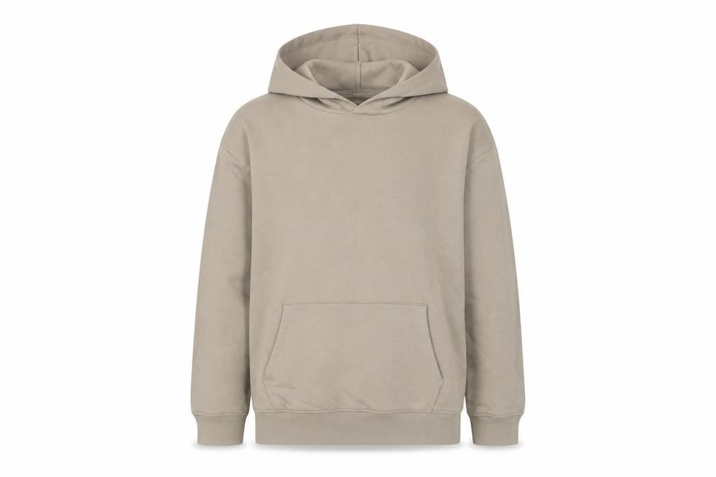 Front view of Marks & Spencer boys’ beige cotton pullover hoodie, size 12-13, years pullover