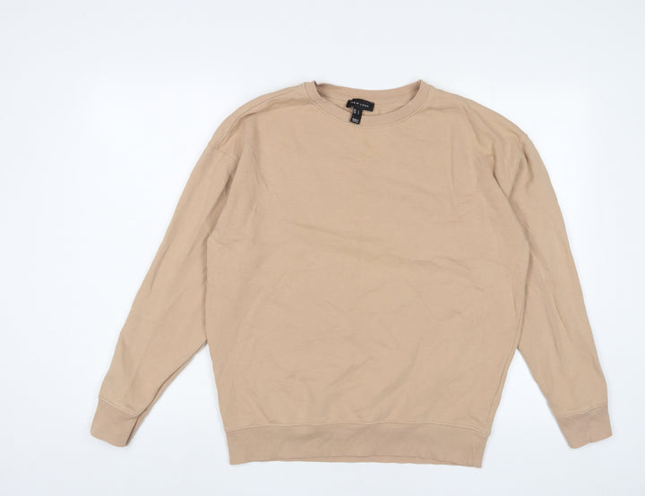 New Look Womens Beige Cotton Pullover Sweatshirt Size S Pullover