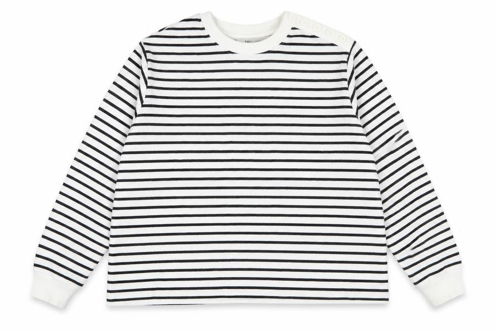 Front view of Marks & Spencer women’s white striped cotton pullover sweatshirt, size XL, pullover - buttons