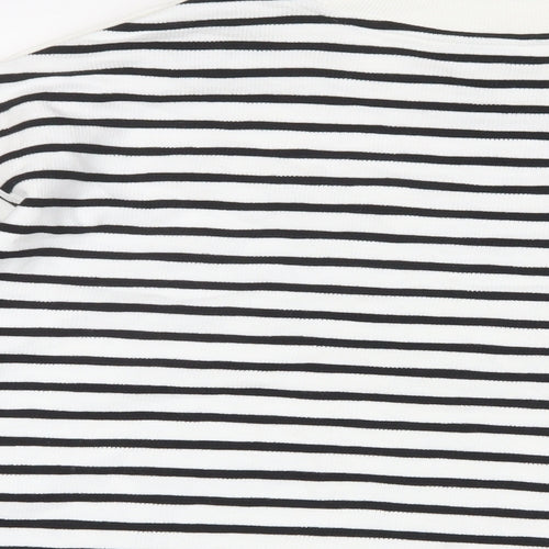 Marks and Spencer Womens White Striped Cotton Pullover Sweatshirt Size XL Pullover - Buttons