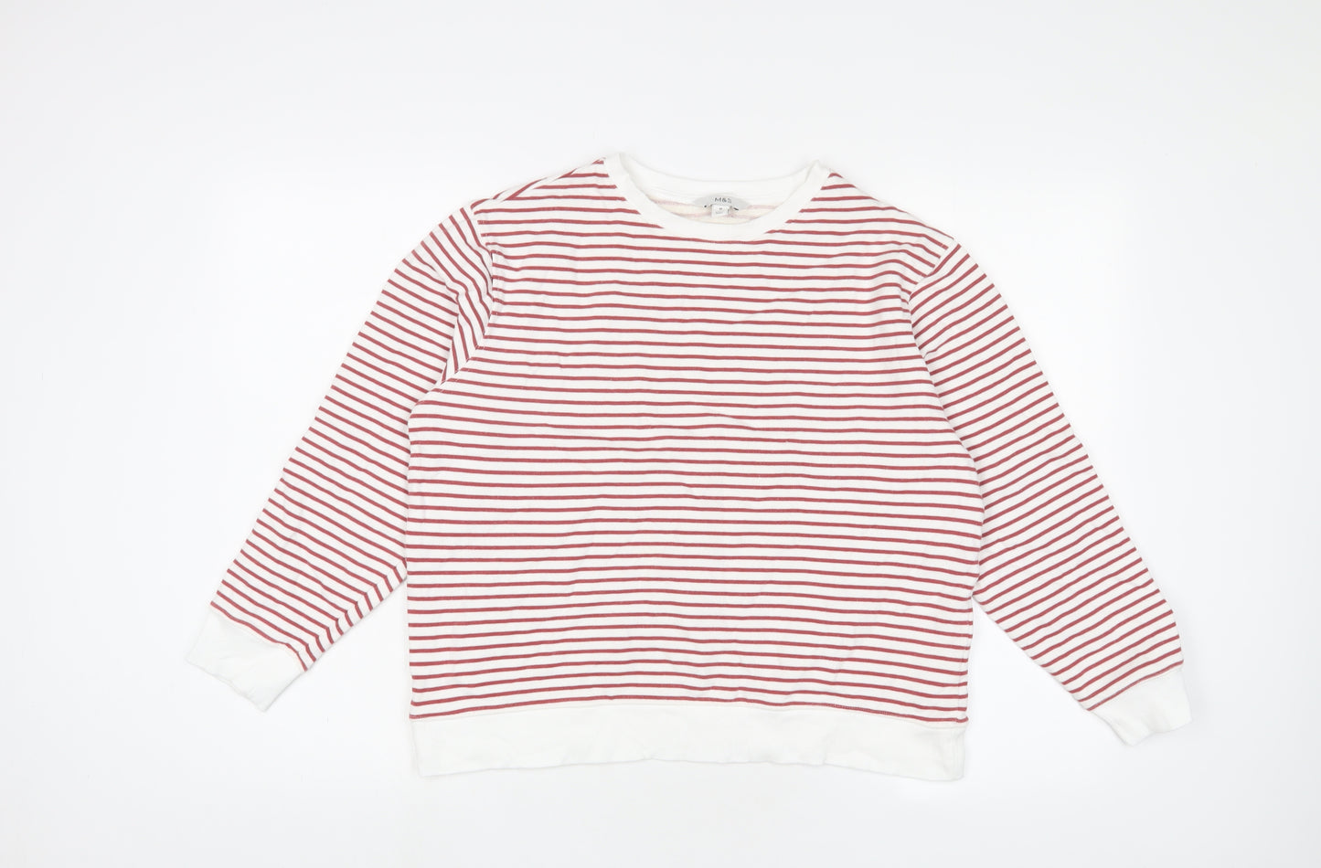 Marks and Spencer Womens Brown Striped Cotton Pullover Sweatshirt Size M Pullover