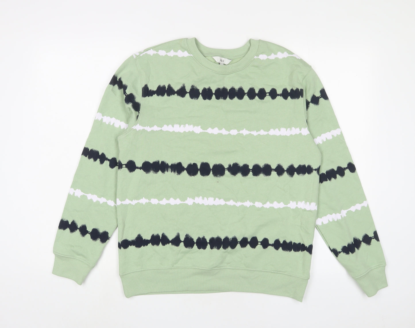 Marks and Spencer Womens Green Geometric Cotton Pullover Sweatshirt Size S Pullover