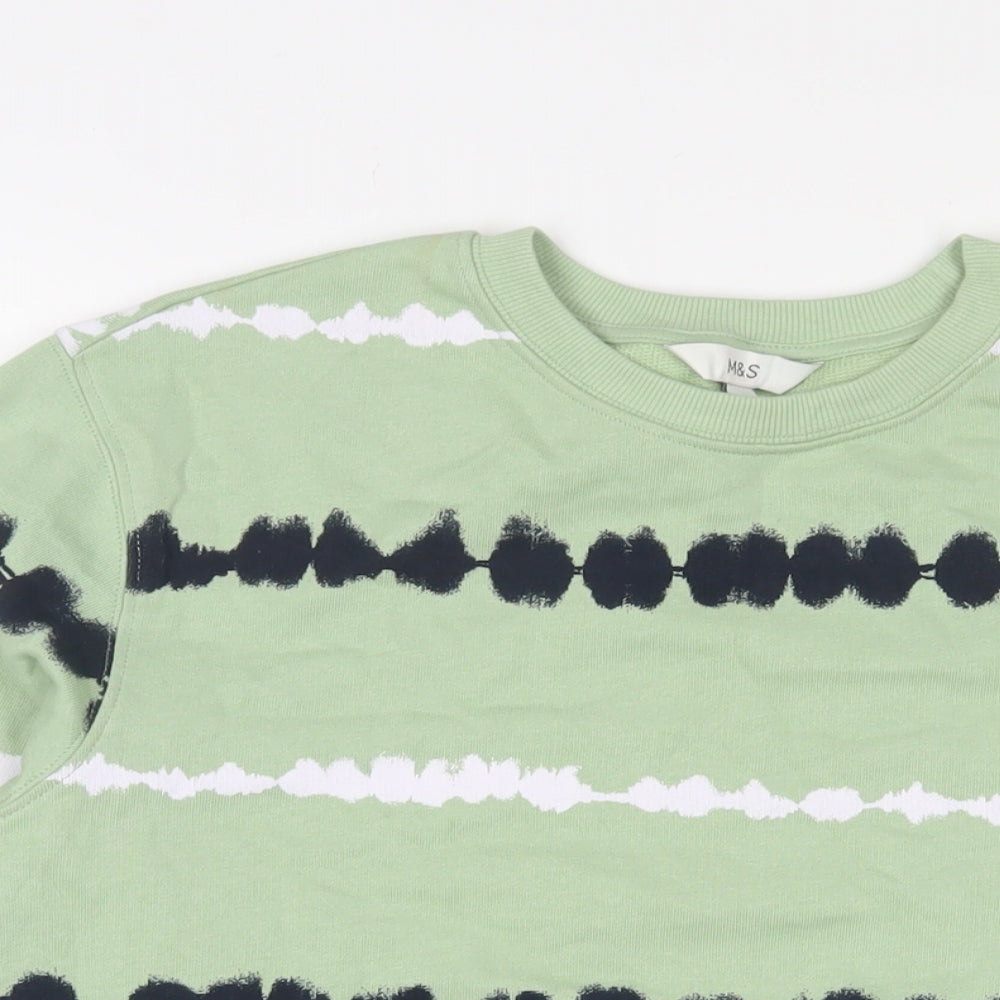Marks and Spencer Womens Green Geometric Cotton Pullover Sweatshirt Size S Pullover
