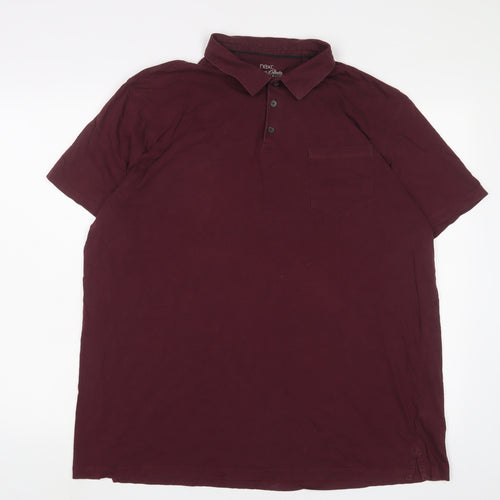 NEXT Mens Red Cotton Polo Size 2XL Collared Button