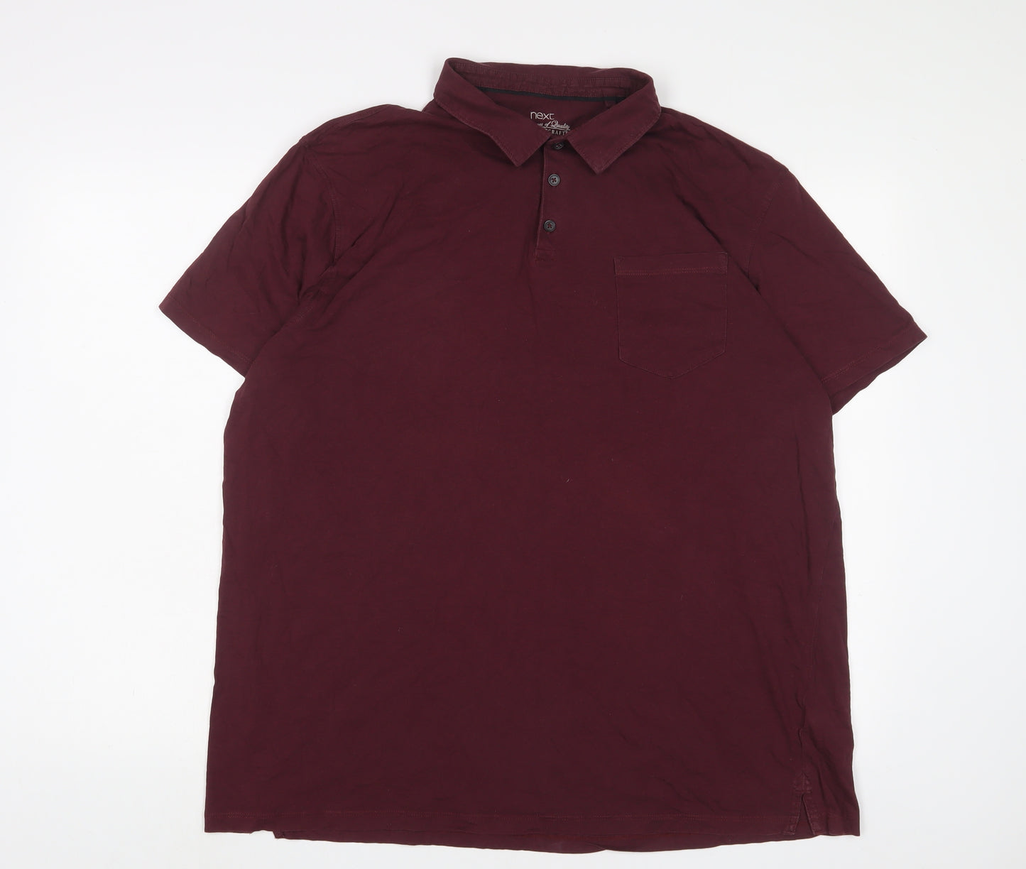 NEXT Mens Red Cotton Polo Size 2XL Collared Button