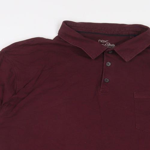 NEXT Mens Red Cotton Polo Size 2XL Collared Button