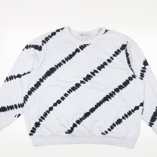 Marks and Spencer Womens White Geometric Cotton Pullover Sweatshirt Size M Pullover