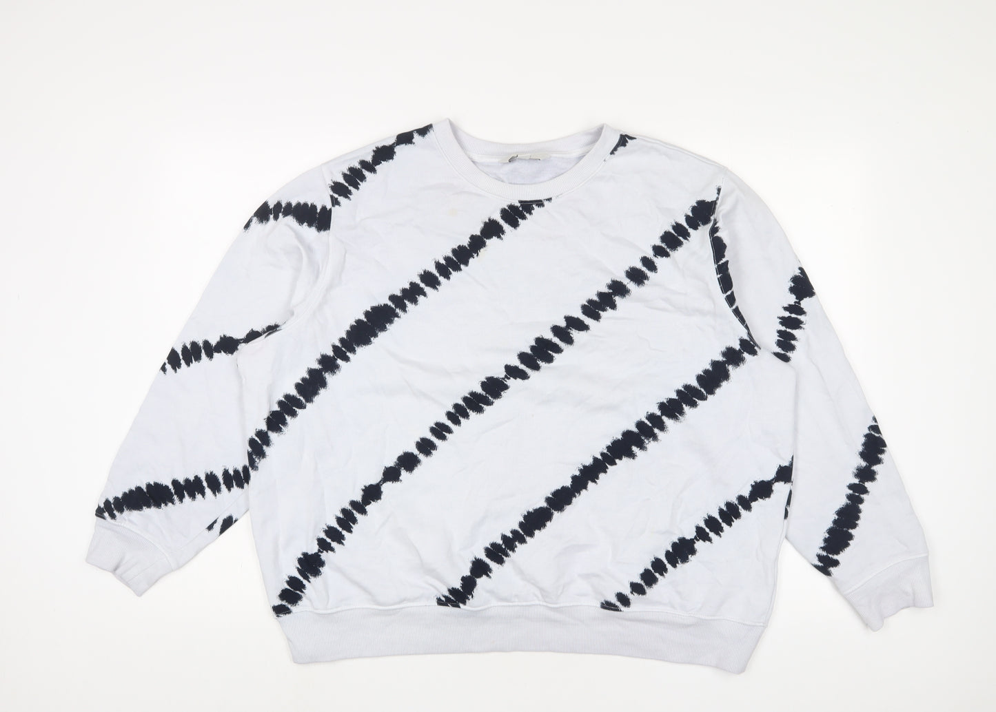 Marks and Spencer Womens White Geometric Cotton Pullover Sweatshirt Size M Pullover