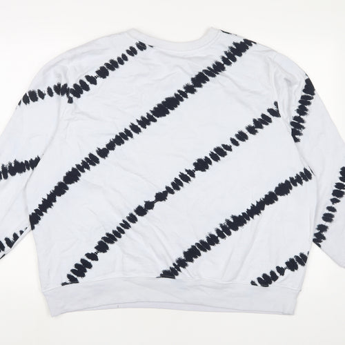 Marks and Spencer Womens White Geometric Cotton Pullover Sweatshirt Size M Pullover