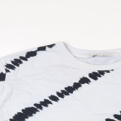 Marks and Spencer Womens White Geometric Cotton Pullover Sweatshirt Size M Pullover