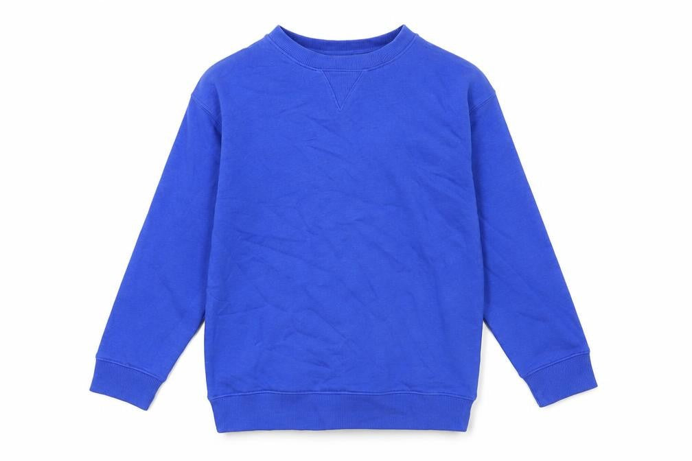 Front view of Marks & Spencer boys’ blue cotton pullover sweatshirt, size 8-9, years pullover