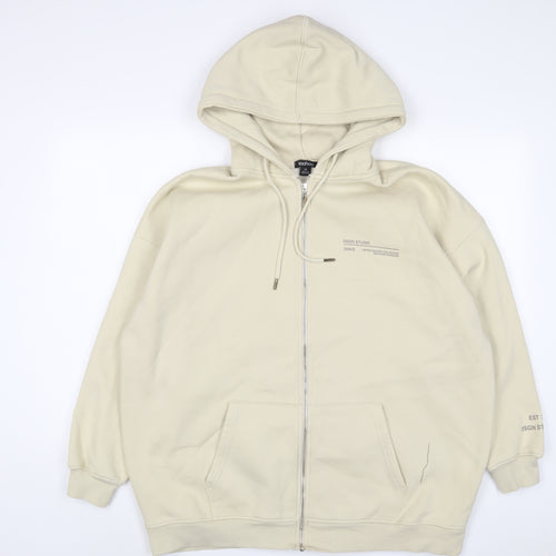 Boohoo Womens Beige Cotton Pullover Hoodie Size M Pullover