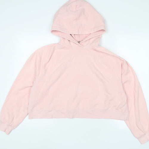 H&M Womens Pink Cotton Pullover Hoodie Size L Pullover