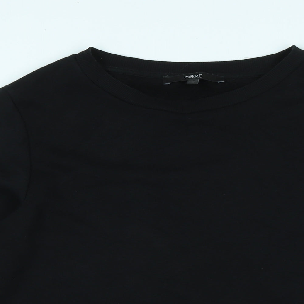 NEXT Womens Black Cotton Pullover Sweatshirt Size 10 - Fringed detail