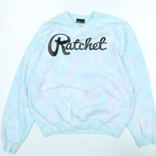 rachet Womens Blue Polyester Pullover Sweatshirt Size M - Logo