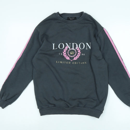 New Look Girls Grey Polyester Pullover Sweatshirt Size 9 Years