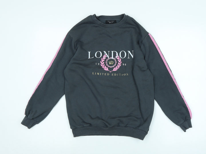 New Look Girls Grey Polyester Pullover Sweatshirt Size 9 Years
