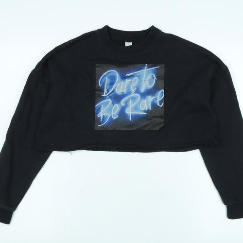 Miss London Womens Black Polyester Pullover Sweatshirt Size S