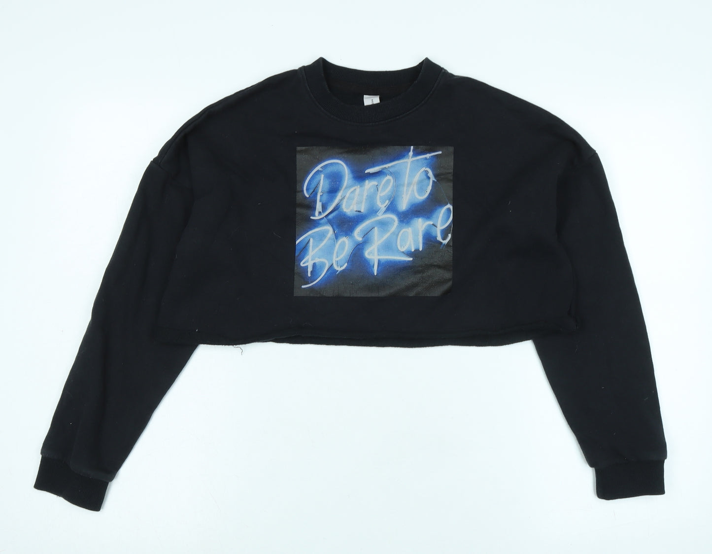 Miss London Womens Black Polyester Pullover Sweatshirt Size S