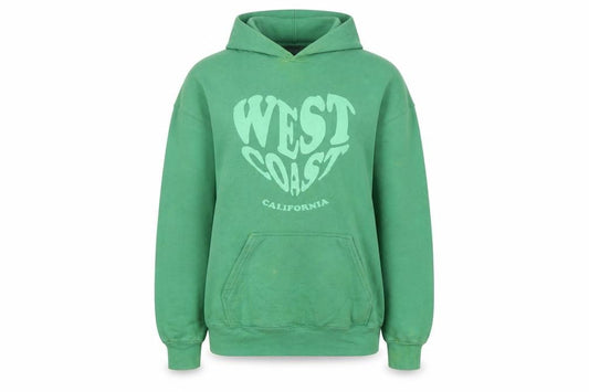 Front view of Boohoo women’s green polyester pullover hoodie, size XS