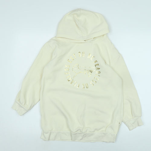 River Island Girls Ivory Polyester Pullover Hoodie Size 9-10 Years