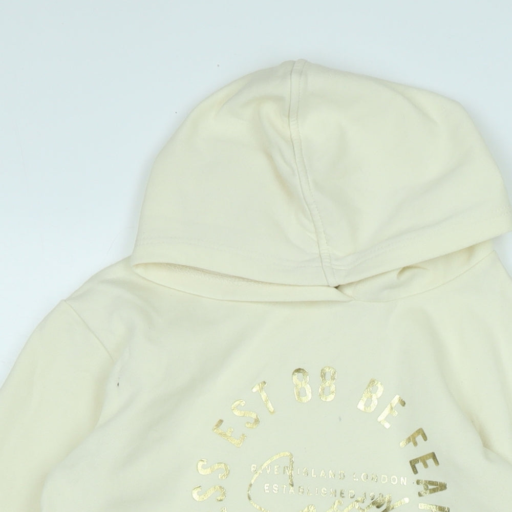 River Island Girls Ivory Polyester Pullover Hoodie Size 9-10 Years