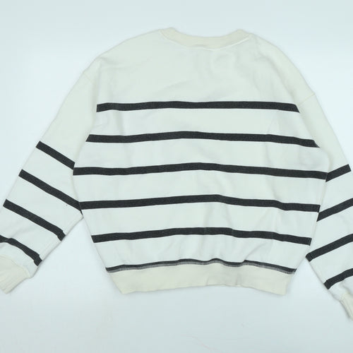 H&M Womens White Polyester Pullover Sweatshirt Size S